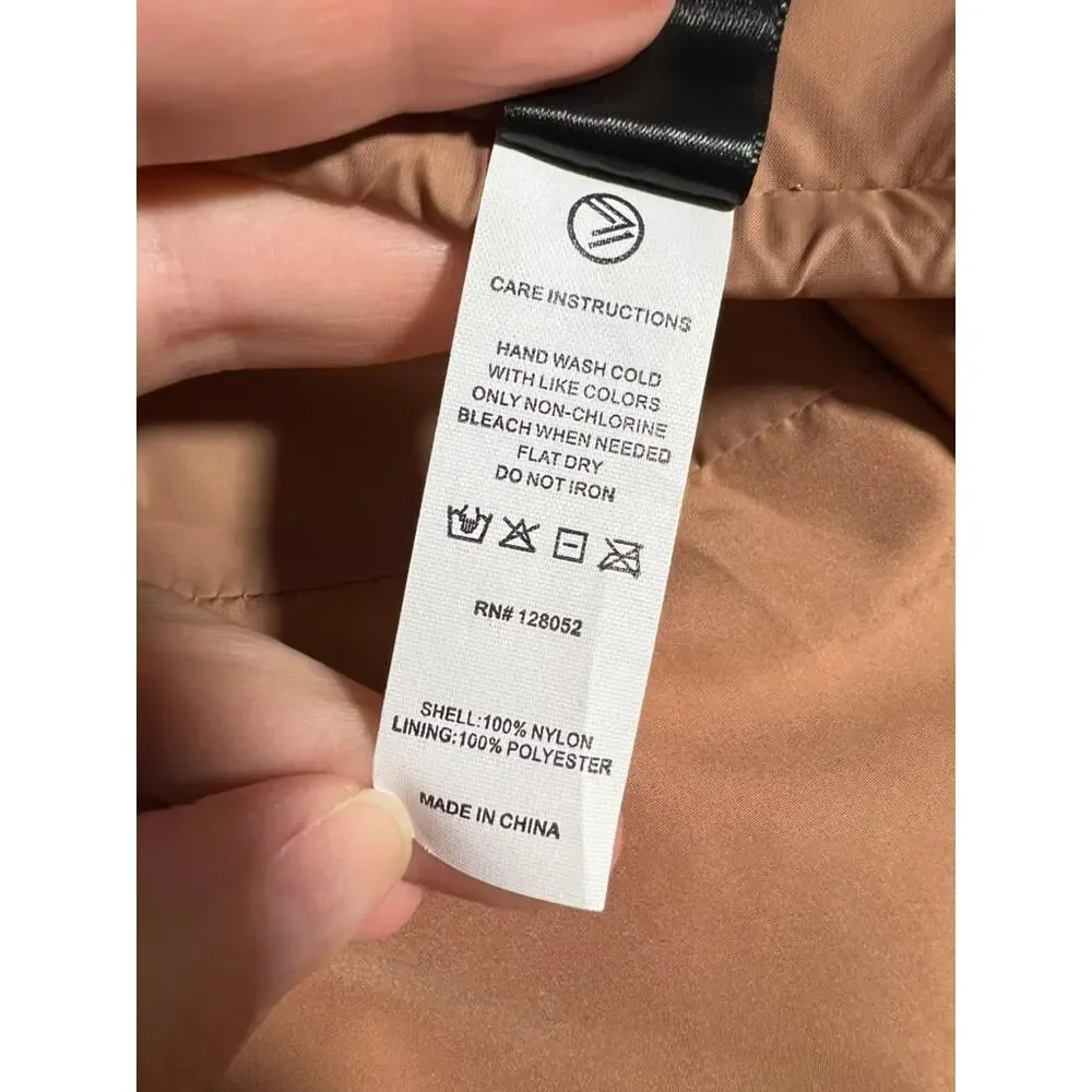 Savvi Women’s Cropped The Court Puffer Jacket Minimalist Clay Pink Size M - Picture 10 of 11